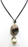 SJ1246 - South Sea Pearl, Quartz, Brown Diamond with Black Spinel Necklace in 18K Gold