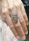 SJ3024 - Rainbow Colour Sapphire with Cubic Zirconia Ring set in Silver Settings