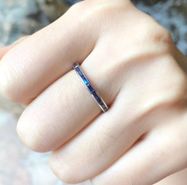 SJ2665 - Blue Sapphire Eternity Ring Set in 18 Karat White Gold Settings