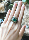 SJ2475 - Emerald, Tsavorite and Diamond Ring Set in 18 Karat Gold Settings