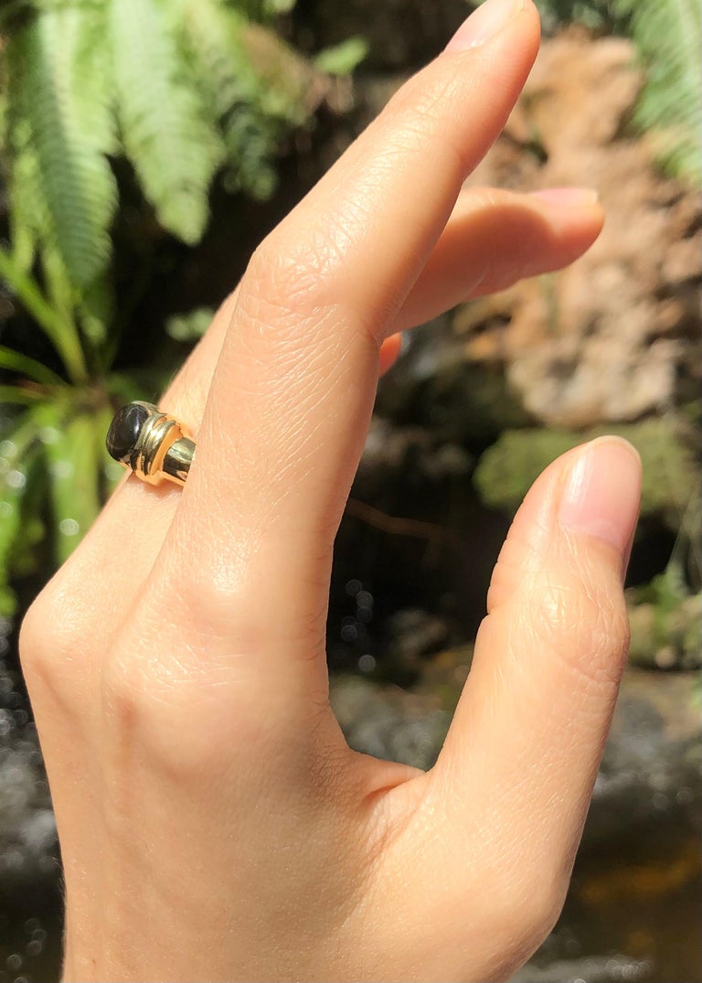 SJ2845 - Black Star Sapphire Ring Set in 18 Karat Gold Settings
