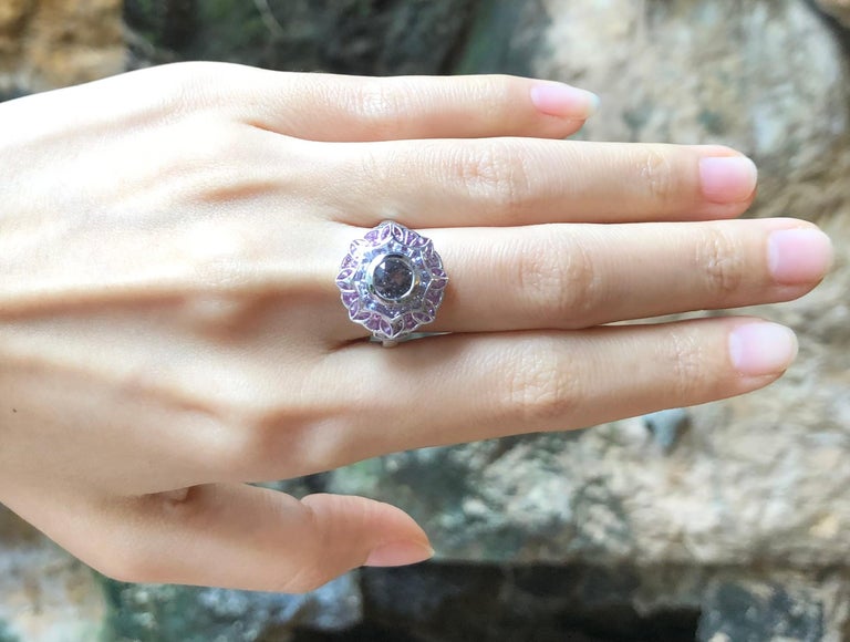 SJ1332 - Purple Sapphire with Pink Sapphire Ring Set in 18 Karat White Gold Settings