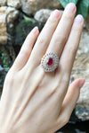 JR0383T - Ruby & Diamond Ring Set in 18 Karat Gold Setting