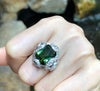 SJ1714 - Green Tourmaline with Diamond Ring Set in 18 Karat White Gold Settings