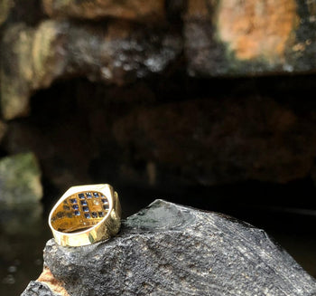 SJ2708 - Blue Sapphire with Diamond Ring Set in 18 Karat Gold Settings