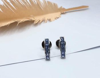 SJ1330 - Blue Sapphire Earrings Set in 18 Karat White Gold Settings