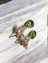 SJ6179 - Peridot with Diamond Bow Earrings Set in 18 Karat Gold Settings