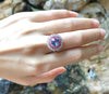 SJ6098 - Blue Sapphire with Pink Sapphire and Diamond Ring Set in 18 Karat Rose Gold