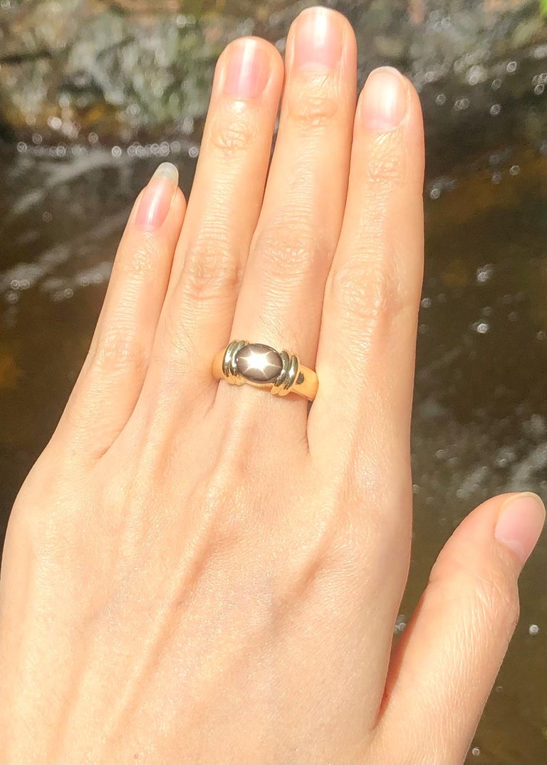 SJ2845 - Black Star Sapphire Ring Set in 18 Karat Gold Settings