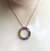 SJ6221 - Rainbow Colour Sapphire Circle Pendant Set in 18 Karat White Gold Settings
