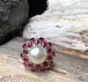 SJ1426 - South Sea Pearl with Ruby and Diamond Ring Set in 18 Karat White Gold Settings