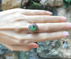 SJ1293 - Actinolite Cats Eye with Pink Sapphire and Tsavorite Ring in 18 Karat Rose Gold