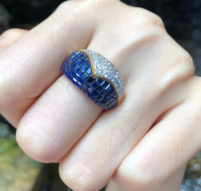 SJ1580 - Blue Sapphire with Diamond Ring Set in 18 Karat Gold Settings