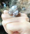 SJ1294 - Baroque South Sea Pearl with Diamond Ring Set in 18 Karat White Gold Settings