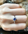 SJ1936 - Blue Sapphire with Diamond Carat Ring Set in 18 Karat White Gold Settings