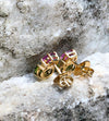 SJ1906 - Pink Sapphire and Peridot with Diamond Earrings Set in 18 Karat Gold Settings