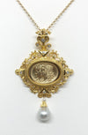 SJ1406 - South Sea Pearl with Diamond Pendant / Brooch Set in 18 Karat Gold Settings