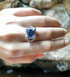 SJ1469 - Blue Sapphire with Diamond Ring Set in 18 Karat White Gold Settings