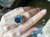 SJ2535 - Blue Sapphire with Yellow Sapphire and Diamond Ring Set in 18 Karat White Gold