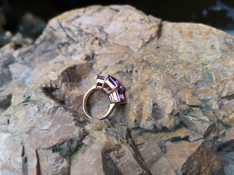 SJ2146 - Amethyst Ring Set in 18 Karat Rose Gold Settings