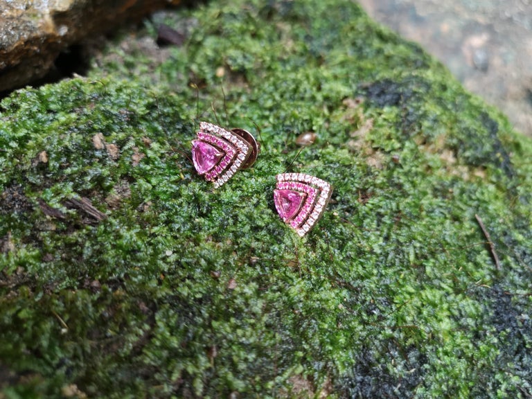 SJ2399 - Pink Sapphire with Diamond Earrings Set in 18 Karat Rose Gold Settings