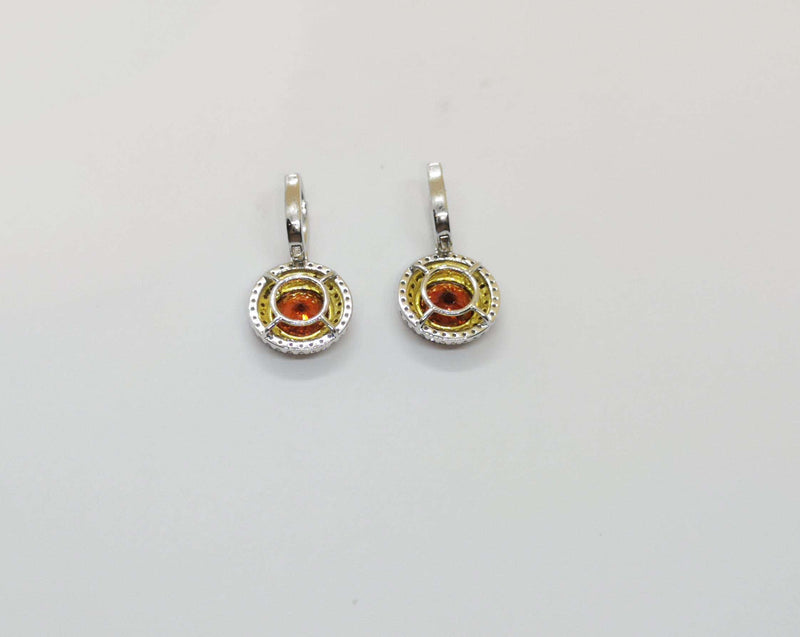 SJ6274 - Garnet with Orange Sapphire and Diamond Earrings Set in 18 Karat