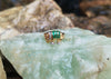 SJ2625 - Emerald with Diamond Elephant Ring Set in 18 Karat Gold Settings