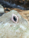 SJ3004 - Marquise Blue Sapphire with Diamond Ring Set in 18 Karat Rose Gold Settings