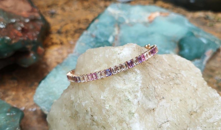 SJ2586 - Rainbow Color Sapphire Bracelet Set in 18 Karat Rose Gold Settings