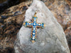 SJ1886 - Cabochon Blue Sapphire Double Sided Cross Pendant Set in 18 Karat Gold Settings