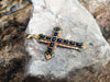 SJ1886 - Cabochon Blue Sapphire Double Sided Cross Pendant Set in 18 Karat Gold Settings