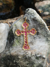 SJ6165 - Ruby Cross Pendant Set in 18 Karat Gold Settings