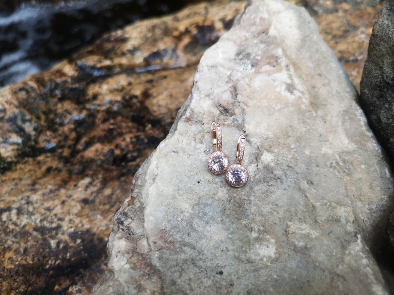 SJ2605 - Pink Sapphire with Brown Diamond Earrings Set in 18 Karat Rose Gold Settings