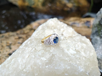 SJ6068 - Blue Sapphire with Diamond Ring Set in 18 Karat Gold Settings