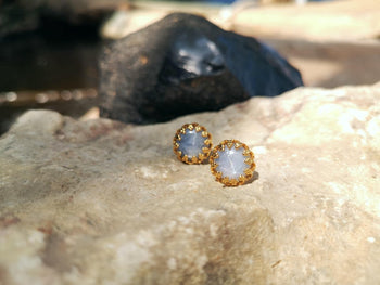 SJ2645 - Blue Star Sapphire Earrings Set in 18 Karat Gold Settings