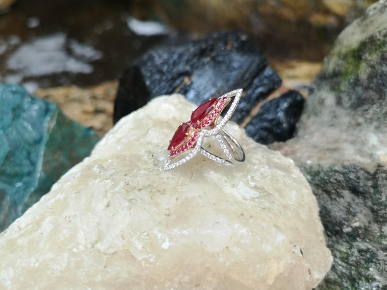 SJ2430 - Ruby with Diamond Ring Set in 18 Karat White Gold Settings