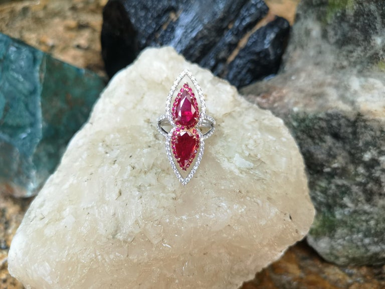 SJ2430 - Ruby with Diamond Ring Set in 18 Karat White Gold Settings