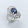 SJ6084 - Blue Sapphire with Diamond Ring Set in 18 Karat White Gold Settings