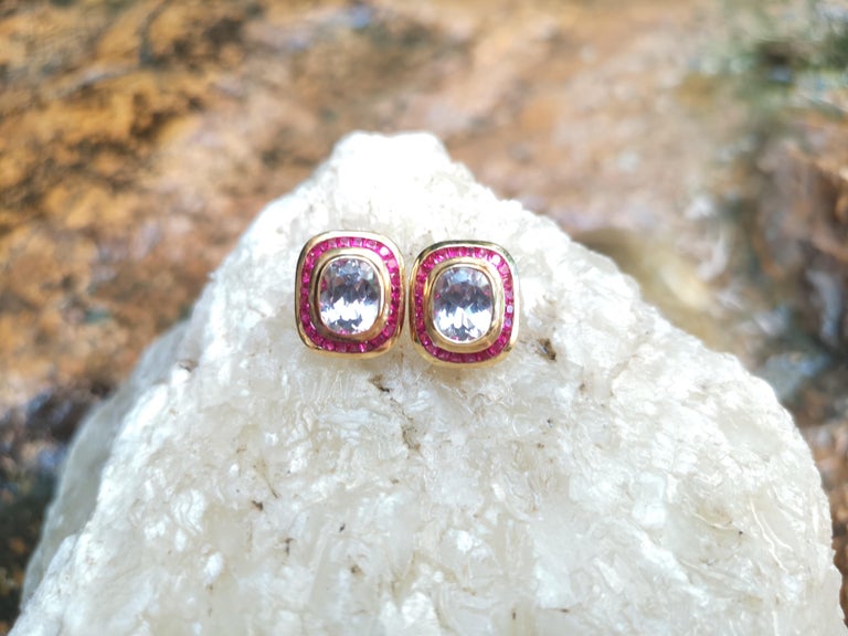 SJ2190 - Crystal Quartz with Ruby Earrings Set in 18 Karat Gold Settings