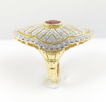 SJ2027 - Ruby with Diamond Ring Set in 18 Karat Gold Settings