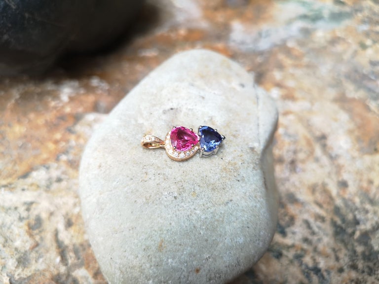 SJ2106 - Pink Sapphire, Tanzanite with Diamond Pendant Set in 18 Karat Rose Gold Settings