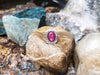 SJ6233 - Cabochon Ruby with Diamond Ring Set in 18 Karat White Gold Settings