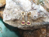 SJ1746 - Cabochon Blue Sapphire, Cabochon Ruby with Diamond Earrings Set in 18 Karat Gold