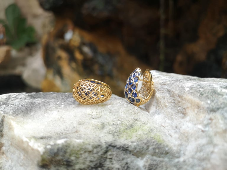 SJ2246 - Blue Sapphire with Diamond Earrings Set in 18 Karat Gold Settings