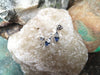 SJ6138 - Triangular Shape Blue Sapphire, Diamond Earrings Set in 18k White Gold Settings