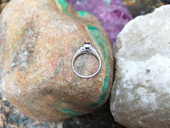 SJ2270 - Blue Sapphire with Diamond Ring Set in 18 Karat White Gold Settings