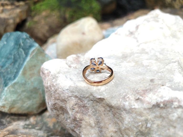 SJ2066 - Blue Sapphire with Diamond Ring Set in 18 Karat Rose Gold Settings