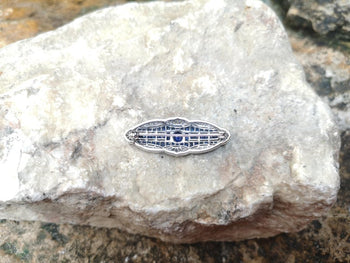 SJ2180 - Blue Sapphire with Diamond Brooch Set in 18 Karat White Gold Settings