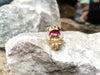 SJ6121 - Rubellite with Cabochon Ruby and Diamond Owl Brooch Set in 18k Gold Settings