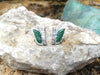 SJ2445 - Moonstone, Carve Jade, Ruby, Diamond Butterfly Earrings in 18k White Gold